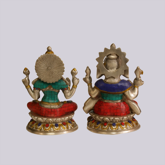 Brassaura® Brass Lakshmi Ganesh Statue | Height 9 Inches & Weight 7.36 kg