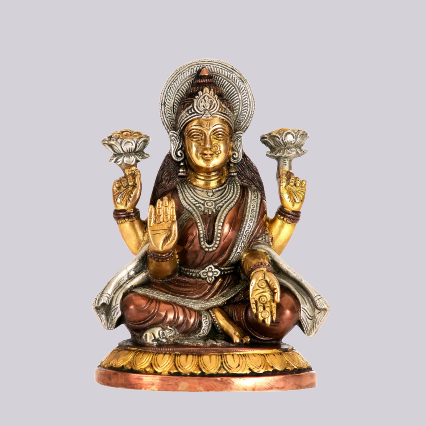Brassaura® Brass Lakshmi Maa Statue | Height 8.07 Inches & Weight 2.90 kg