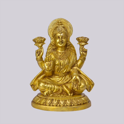 Brassaura® Brass Lakshmi Maa Statue | Height 8.07 Inches & Weight 2.90 kg
