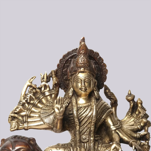Brassaura® Brass Maa Durga Statue | Height 11.42 Inches & Weight 6.76 kg