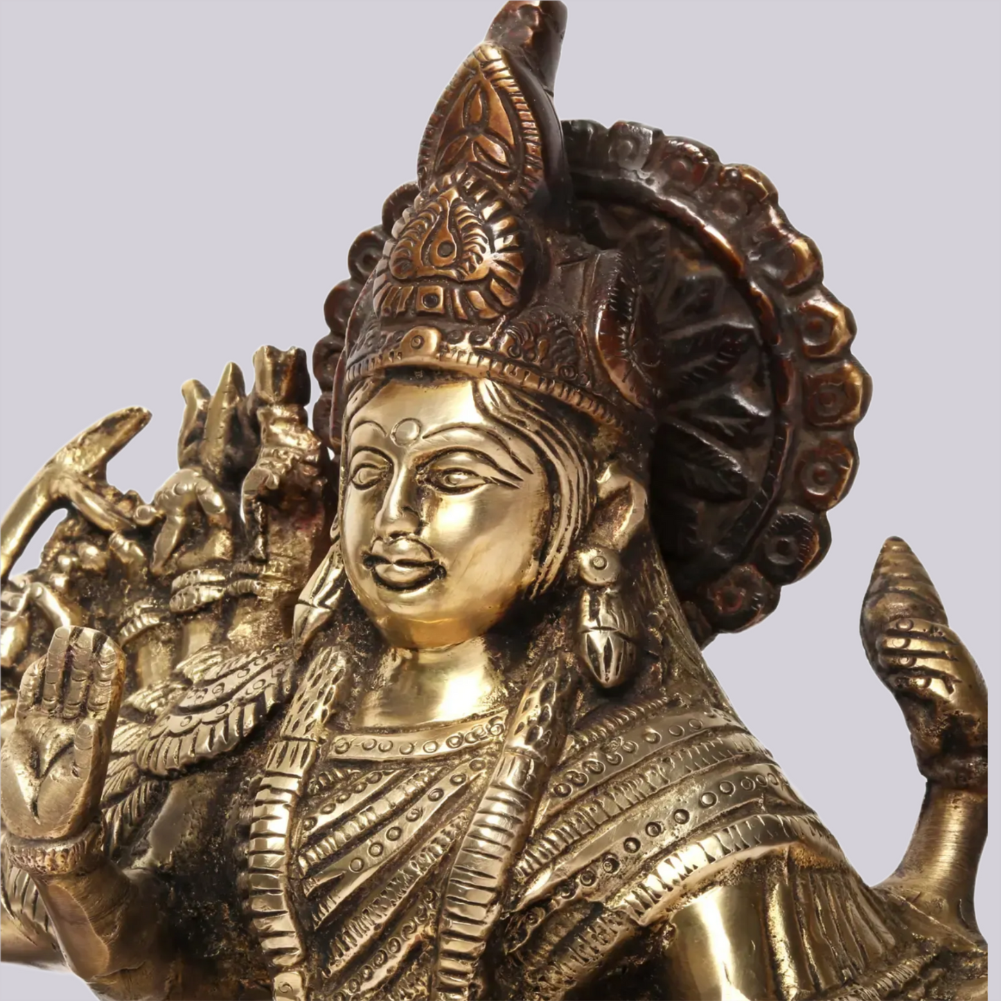 Brassaura® Brass Maa Durga Statue | Height 11.42 Inches & Weight 6.76 kg