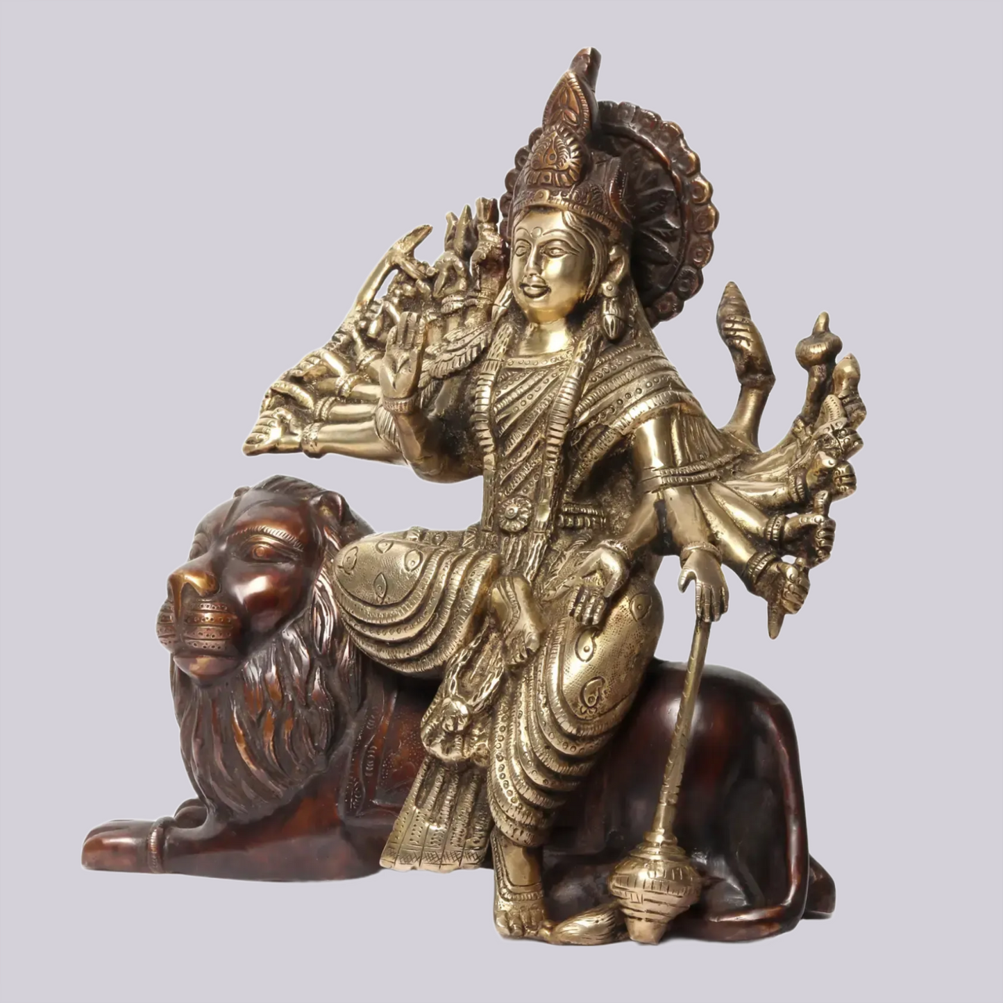 Brassaura® Brass Maa Durga Statue | Height 11.42 Inches & Weight 6.76 kg