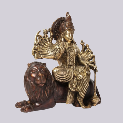 Brassaura® Brass Maa Durga Statue | Height 11.42 Inches & Weight 6.76 kg