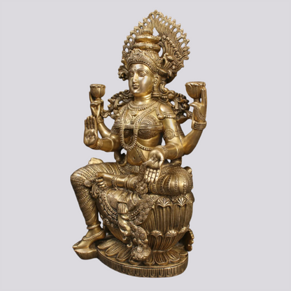 Brassaura® Brass Laxmi Statue | Height 25.00 Inches & Weight 26.30 kg