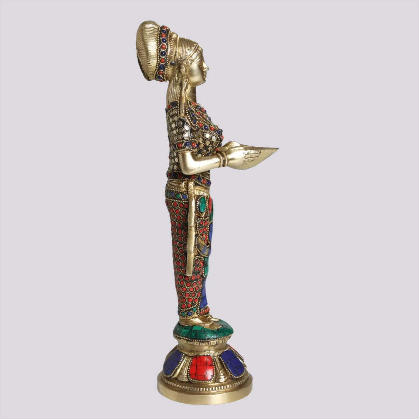 Brassaura® Brass Deep Lakshmi Statue | Height 13.98 Inches & Weight 5.62 kg
