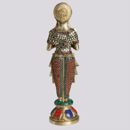 Brassaura® Brass Deep Lakshmi Statue | Height 13.98 Inches & Weight 5.62 kg