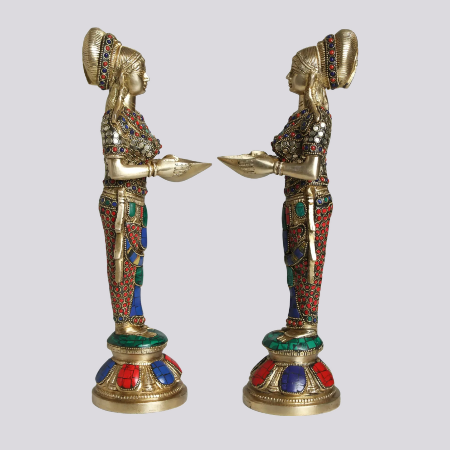 Brassaura® Brass Deep Lakshmi Statue | Height 13.98 Inches & Weight 5.62 kg