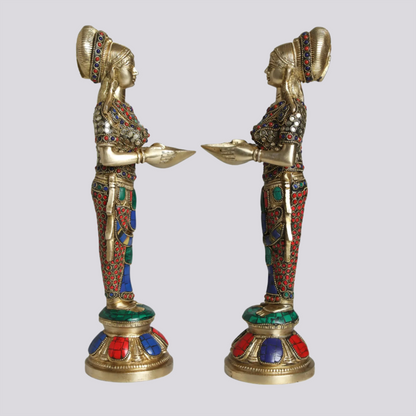 Brassaura® Brass Deep Lakshmi Statue | Height 13.98 Inches & Weight 5.62 kg