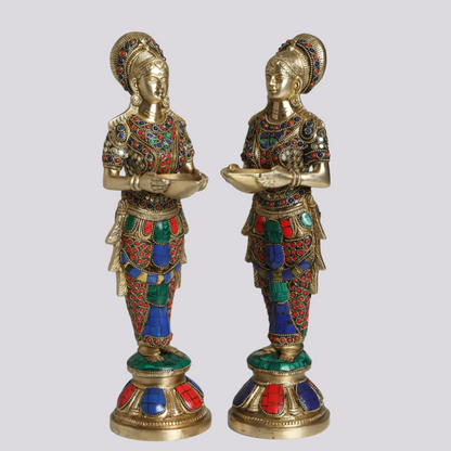 Brassaura® Brass Deep Lakshmi Statue | Height 13.98 Inches & Weight 5.62 kg