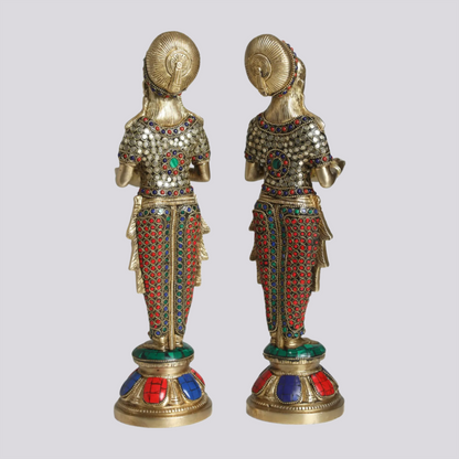 Brassaura® Brass Deep Lakshmi Statue | Height 13.98 Inches & Weight 5.62 kg