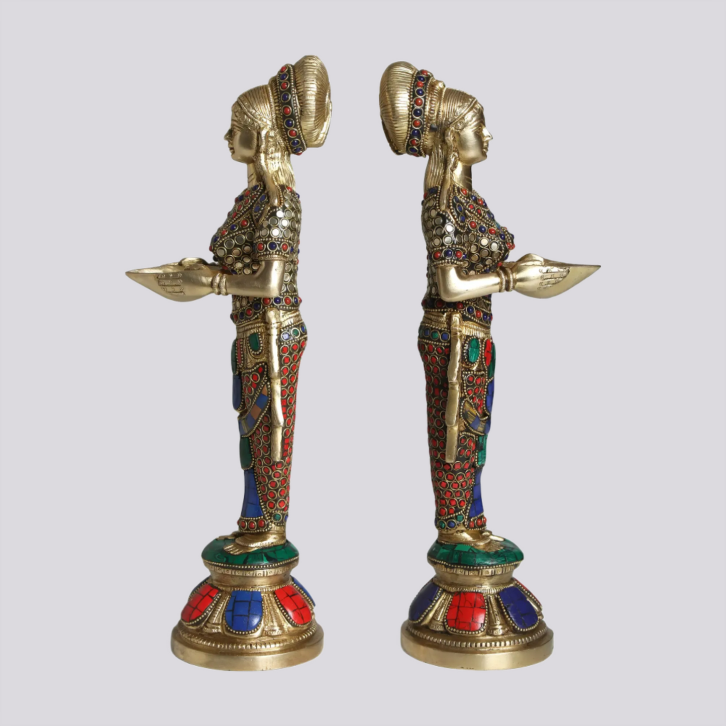 Brassaura® Brass Deep Lakshmi Statue | Height 13.98 Inches & Weight 5.62 kg