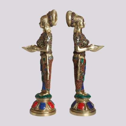 Brassaura® Brass Deep Lakshmi Statue | Height 13.98 Inches & Weight 5.62 kg