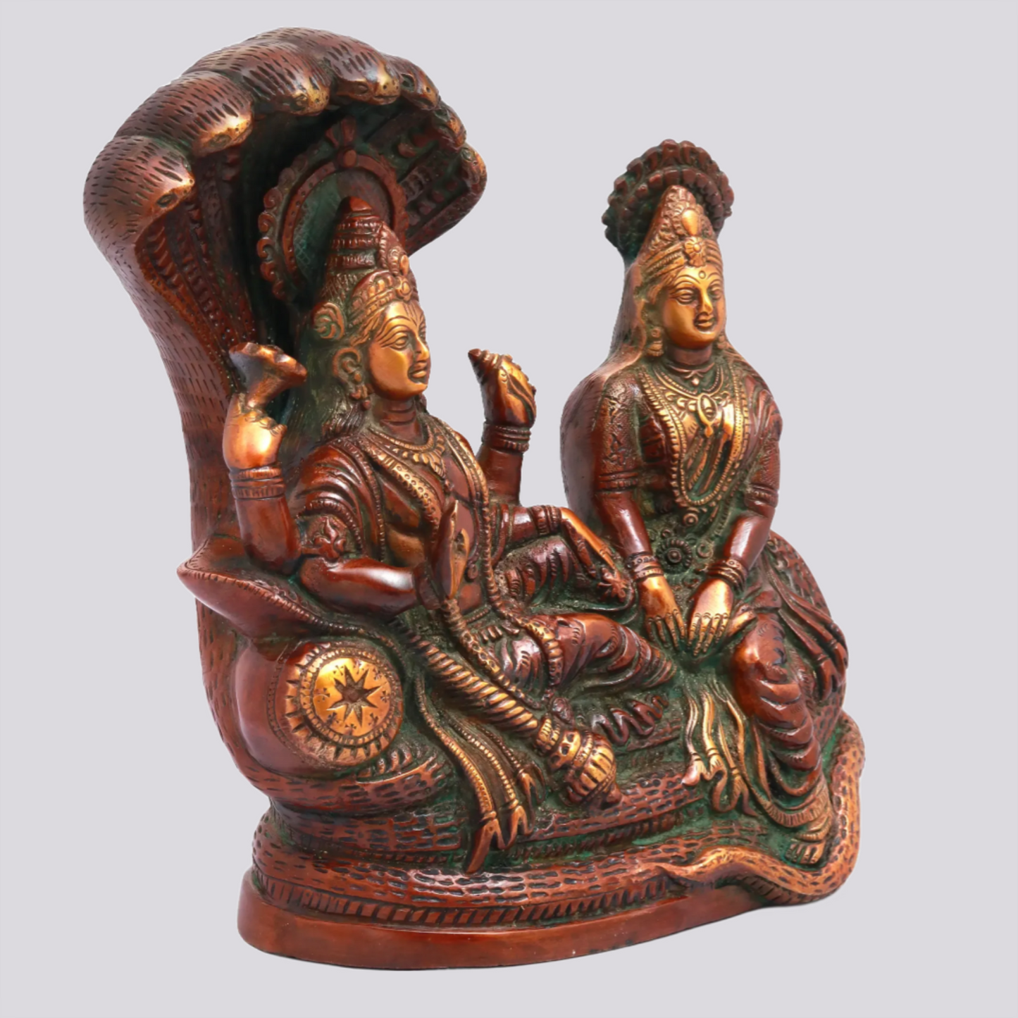 Brassaura® Brass Vishnu Lakshmi Statue | Height 8.66 Inches & Weight 3.30 kg