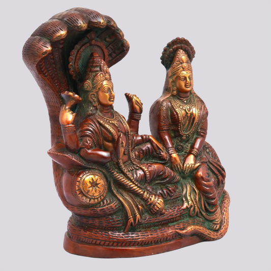 Brassaura® Brass Vishnu Lakshmi Statue | Height 8.66 Inches & Weight 3.30 kg