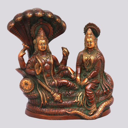 Brassaura® Brass Vishnu Lakshmi Statue | Height 8.66 Inches & Weight 3.30 kg