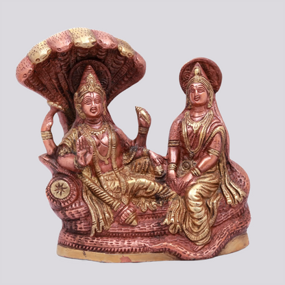 Brassaura® Brass Vishnu Lakshmi Statue | Height 8.66 Inches & Weight 3.30 kg