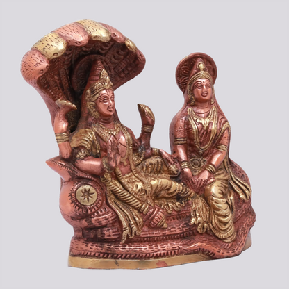 Brassaura® Brass Vishnu Lakshmi Statue | Height 8.66 Inches & Weight 3.30 kg