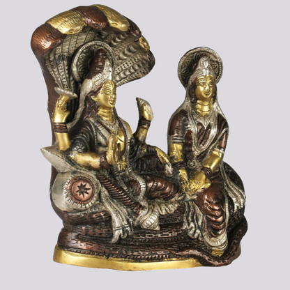 Brassaura® Brass Vishnu Lakshmi Statue | Height 8.66 Inches & Weight 3.30 kg