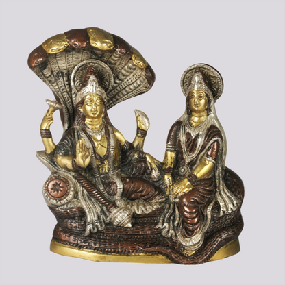 Brassaura® Brass Vishnu Lakshmi Statue | Height 8.66 Inches & Weight 3.30 kg