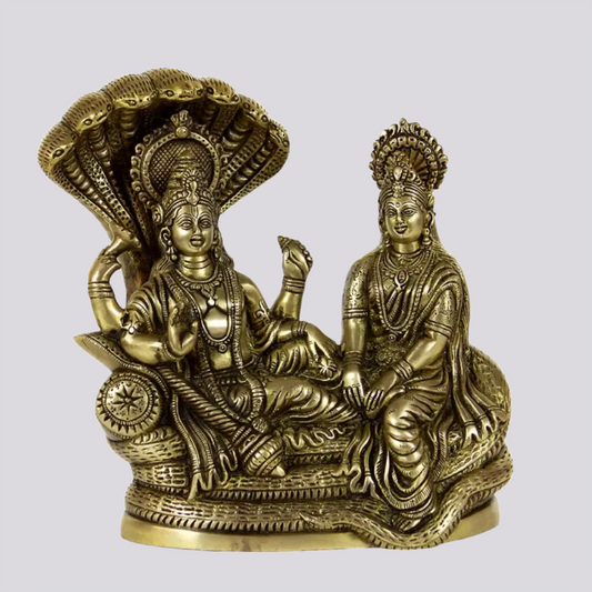 Brassaura® Brass Vishnu Lakshmi Statue | Height 8.66 Inches & Weight 3.30 kg
