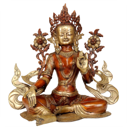 Brassaura® बड़ी पीतल देवी तारा प्रतिमा | 18.50 इंच | 12.90 किग्रा