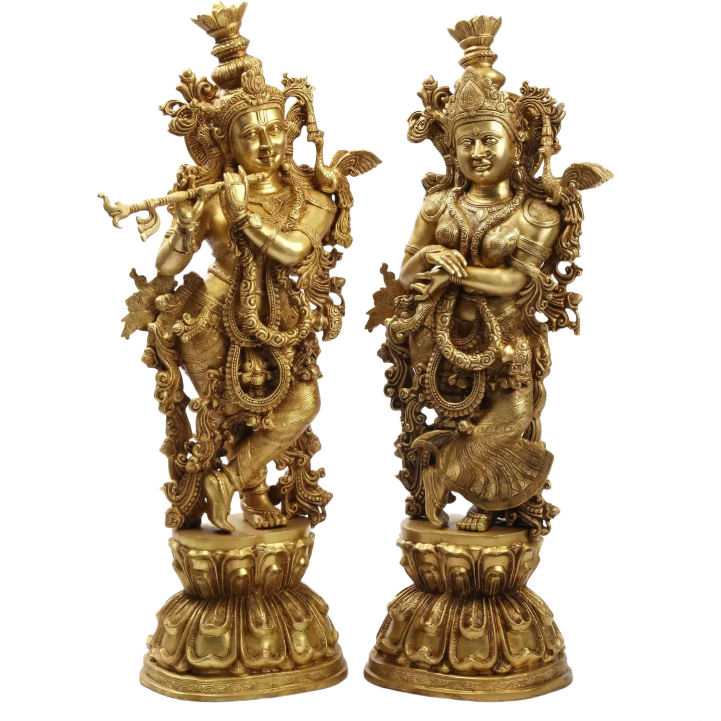 Brassaura® Brass Radha Krishna Statue | Height 47.05 Inches & Weight 110 kg