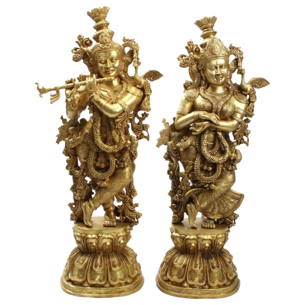Brassaura® Brass Radha Krishna Statue | Height 47.05 Inches & Weight 110 kg