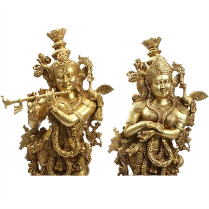 Brassaura® Brass Radha Krishna Statue | Height 47.05 Inches & Weight 110 kg