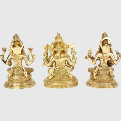 Brassaura® Brass Lakshmi Ganesh Saraswati Idol | Height 10.8 Inches & Weight 17.99 kg
