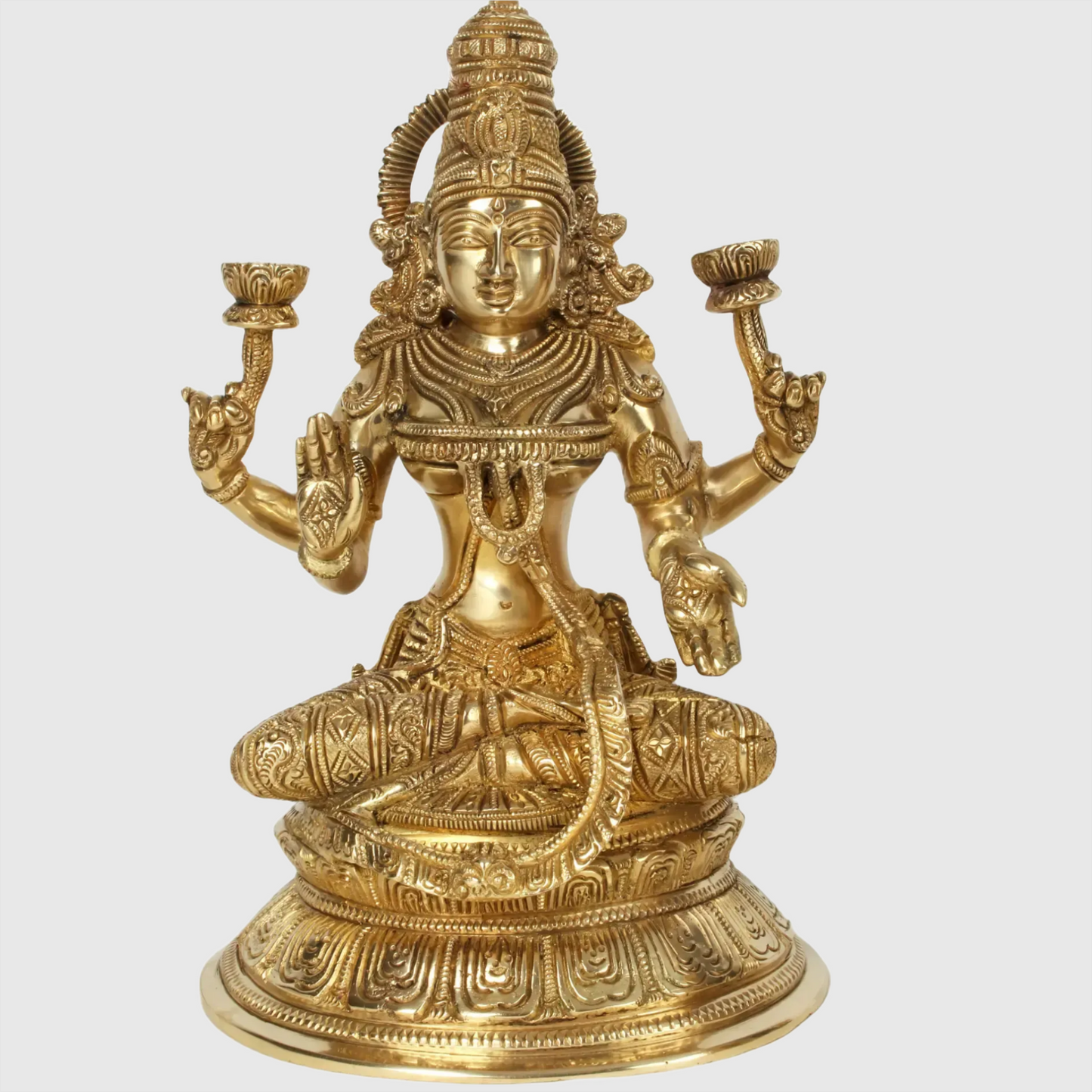 Brassaura® Brass Lakshmi Ganesh Saraswati Idol | Height 10.8 Inches & Weight 17.99 kg