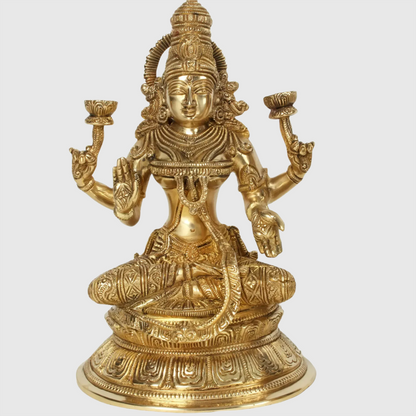 Brassaura® Brass Lakshmi Ganesh Saraswati Idol | Height 10.8 Inches & Weight 17.99 kg