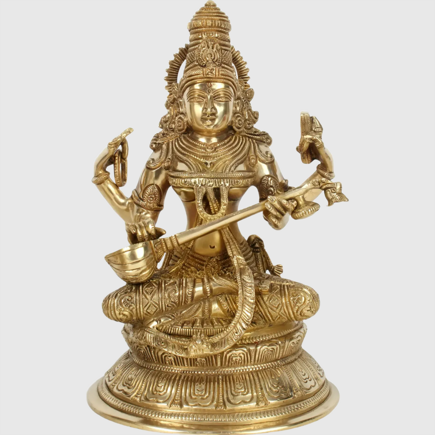 Brassaura® Brass Lakshmi Ganesh Saraswati Idol | Height 10.8 Inches & Weight 17.99 kg