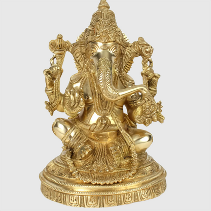 Brassaura® Brass Lakshmi Ganesh Saraswati Idol | Height 10.8 Inches & Weight 17.99 kg