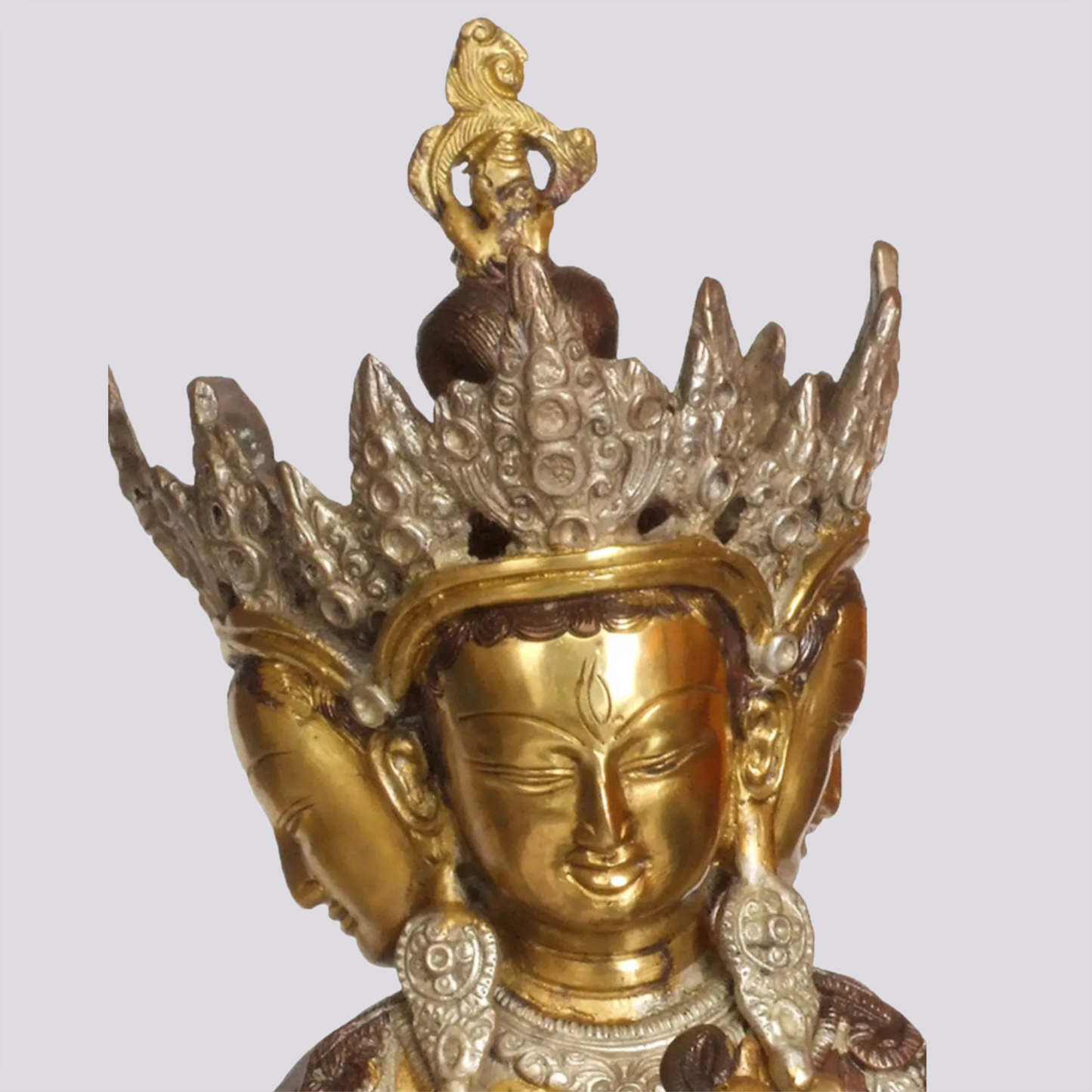 Brassaura® Ushnishavijaya Devi | Brass Sculpture with Lotus Pedestal | Height 14 Inches & Weight 5.51 kgs