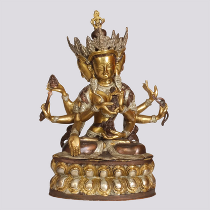Brassaura® Ushnishavijaya Devi | Brass Sculpture with Lotus Pedestal | Height 14 Inches & Weight 5.51 kgs