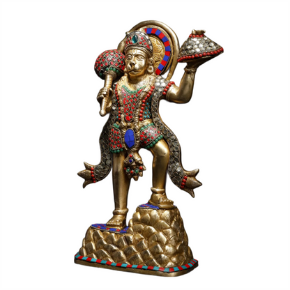 Brassaura® Panchmukhi Hanuman Statue | Brass with Intricate Detailing | Height 12.2 Inches & Weight 6.06 kgs