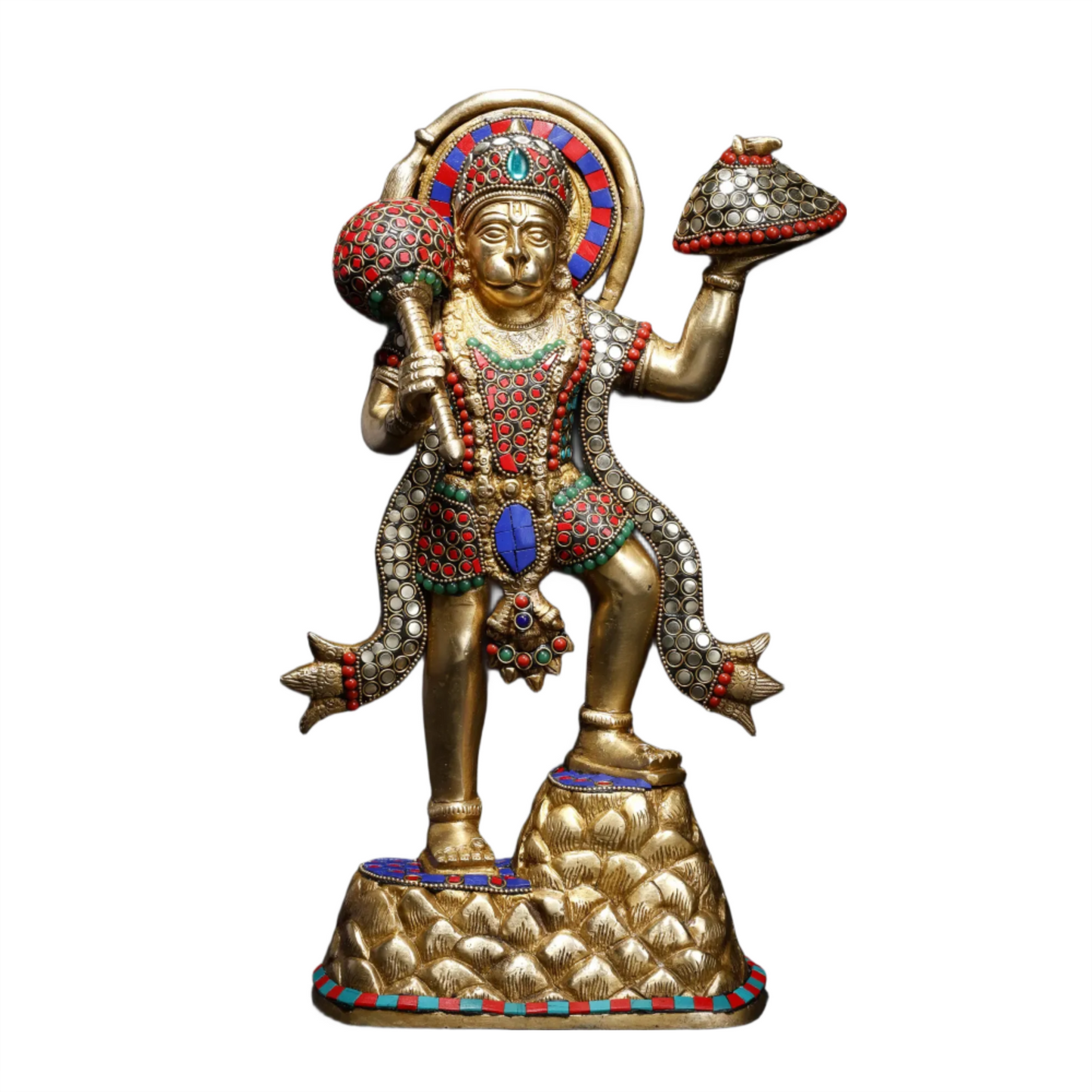 Brassaura® Panchmukhi Hanuman Statue | Brass with Intricate Detailing | Height 12.2 Inches & Weight 6.06 kgs