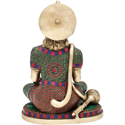 Brassaura® Panchmukhi Hanuman Statue | Pure Brass with Inlay Work | Height 12.5 Inches & Weight 7.17 kgs