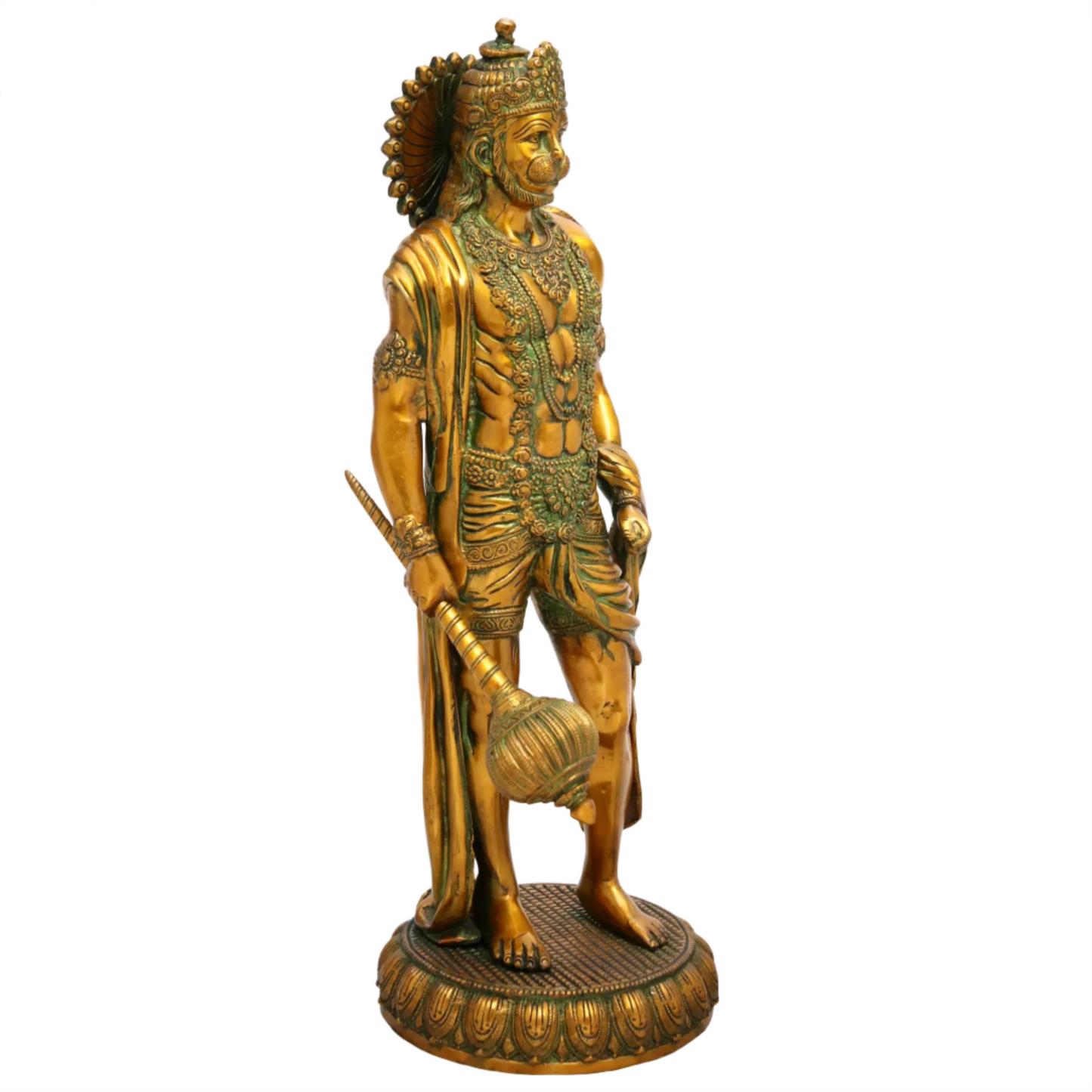 Brassaura® Standing Hanuman with Gada | Brass with Antique Finish | Height 23 Inches & Weight 12 kgs