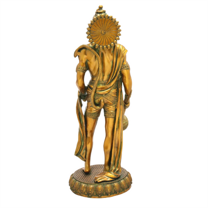 Brassaura® Standing Hanuman with Gada | Brass with Antique Finish | Height 23 Inches & Weight 12 kgs