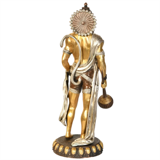 Brassaura® Standing Hanuman with Gada | Brass with Antique Finish | Height 23 Inches & Weight 12 kgs