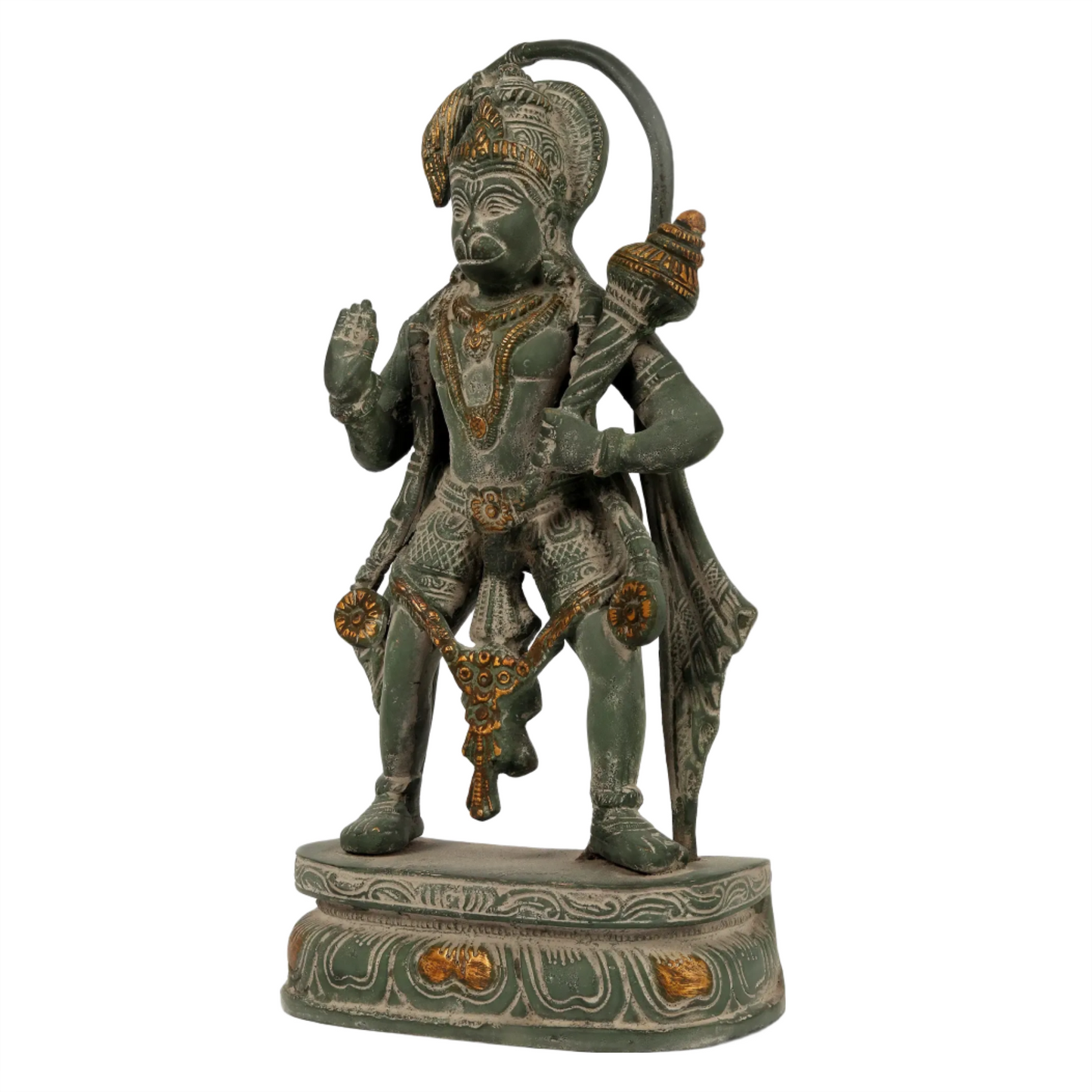 Brassaura® Antique Finish Hanuman Statue | Brass with Patina Work | Height 11 Inches & Weight 3.40 kgs