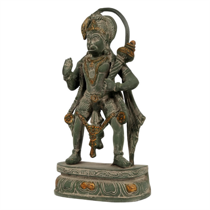 Brassaura® Antique Finish Hanuman Statue | Brass with Patina Work | Height 11 Inches & Weight 3.40 kgs