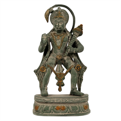 Brassaura® Antique Finish Hanuman Statue | Brass with Patina Work | Height 11 Inches & Weight 3.40 kgs