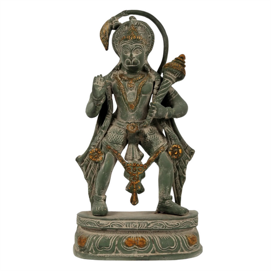 Brassaura® Antique Finish Hanuman Statue | Brass with Patina Work | Height 11 Inches & Weight 3.40 kgs