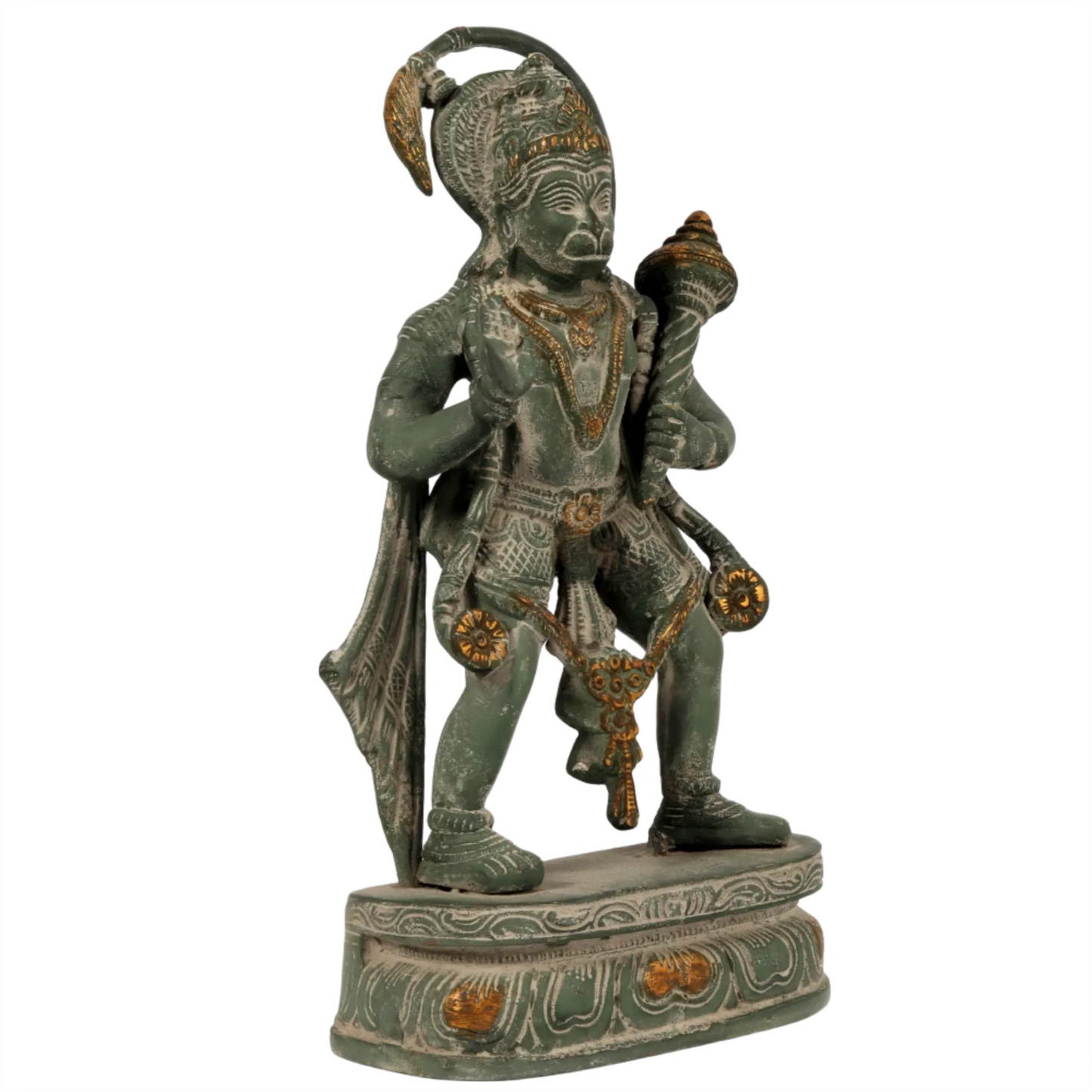 Brassaura® Antique Finish Hanuman Statue | Brass with Patina Work | Height 11 Inches & Weight 3.40 kgs