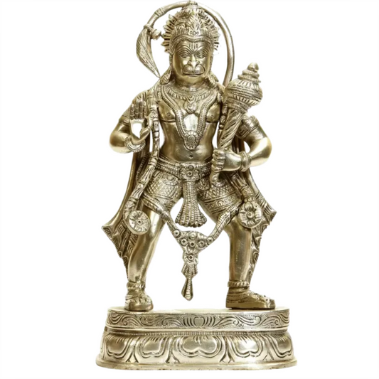 Brassaura® Antique Finish Hanuman Statue | Brass with Patina Work | Height 11 Inches & Weight 3.40 kgs