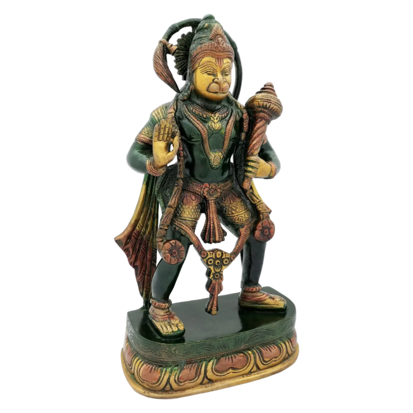 Brassaura® Antique Finish Hanuman Statue | Brass with Patina Work | Height 11 Inches & Weight 3.40 kgs