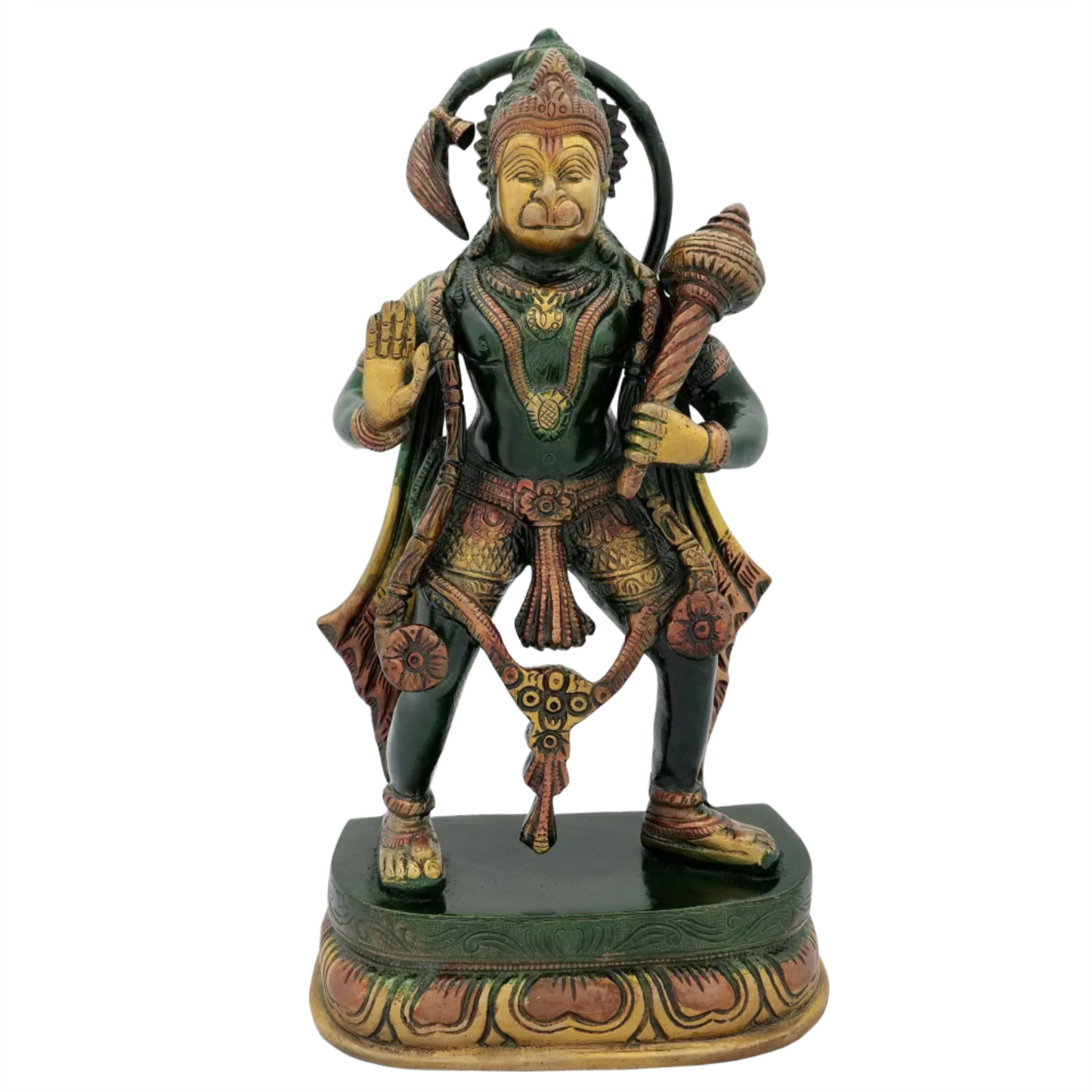 Brassaura® Antique Finish Hanuman Statue | Brass with Patina Work | Height 11 Inches & Weight 3.40 kgs