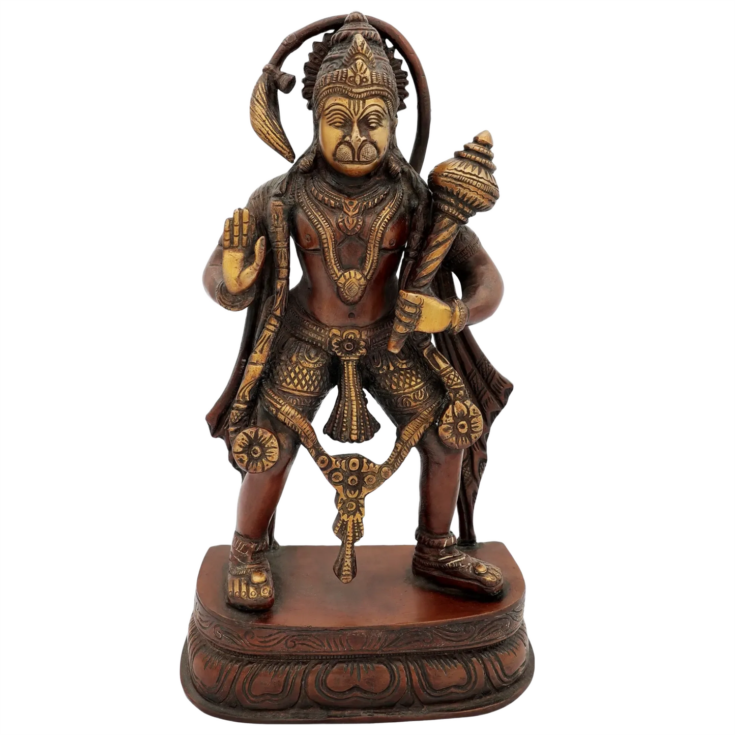 Brassaura® Antique Finish Hanuman Statue | Brass with Patina Work | Height 11 Inches & Weight 3.40 kgs